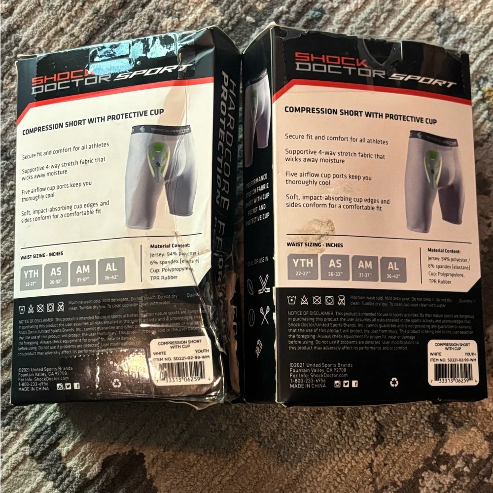 Shock‎ Doctor Youth Compression Shorts with Cup - Green and Gray
